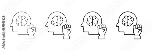 Mental Strength Icons Vector Set In Different Stroke Line Style