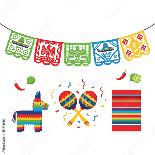 Colorful festive decorations for a Latin American celebration