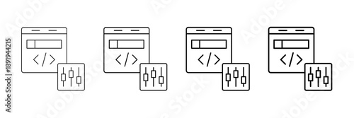Prompt Parameters Icons Vector Set In Different Stroke Line Style