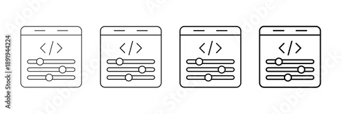 Tuning Controls Icons Vector Set In Different Stroke Line Style