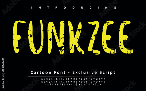Funkzee is a bold cartoon display font with energetic shapes and fun attitude. Perfect for kids branding, comic titles, stickers, social media graphics, and creative projects requiring playful impact.