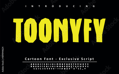 Toonify is a friendly cartoon font that transforms text into fun characters. Perfect for kids projects, comics, branding, playful ads, posters, and cheerful typography designs.
