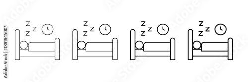 Sleep Well Icons Vector Set In Different Stroke Line Style