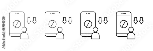 Digital Detox Icons Vector Set In Different Stroke Line Style