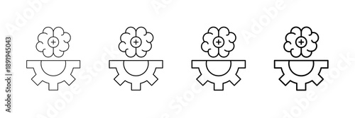 Mental Health Support Icons Vector Set In Different Stroke Line Style