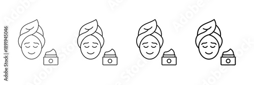 Skincare Routine Icons Vector Set In Different Stroke Line Style