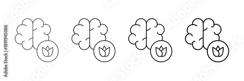 Calm Mind Icons Vector Set In Different Stroke Line Style