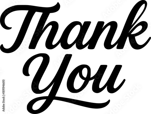 Handwritten Thank You Script Lettering Isolated Typography Design Element