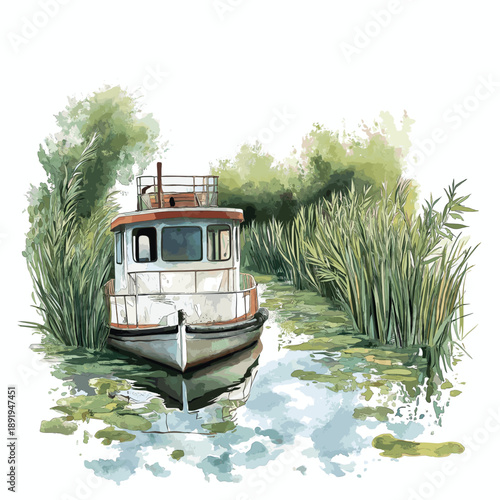 Danube Delta. Danube Delta watercolor vector illustration