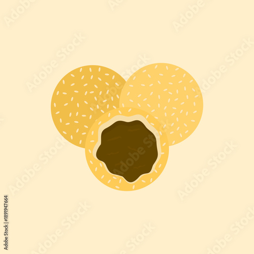 Illustration of Sesame Ball with Bean Paste