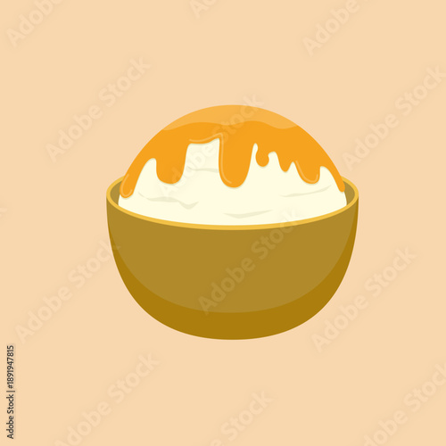 Illustration of a Mashed Potato with Sauce