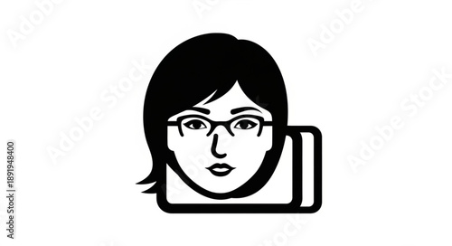 Woman wearing glasses looking forward with a tablet device.