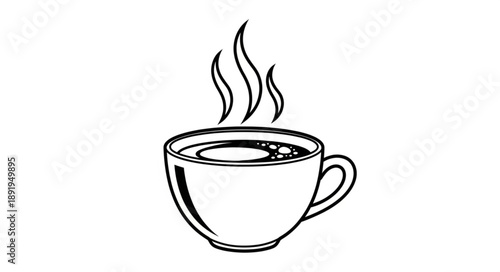 Steaming Hot Coffee Cup Illustration with Wisps of Steam.