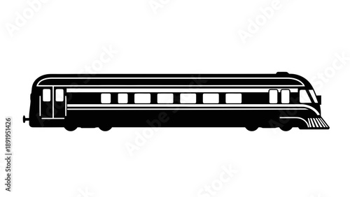 Simple black train silhouette on white background