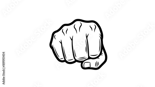 Clenched fist illustration on white background