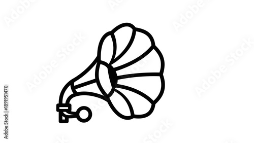 Vintage gramophone icon on white background