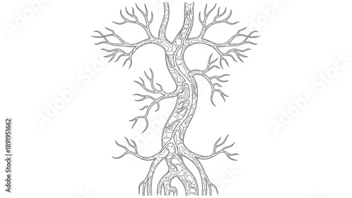 Detailed illustration of human lungs and bronchial tree