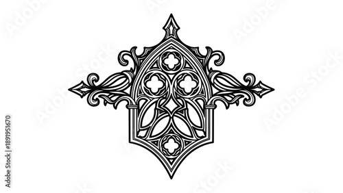 Ornate gothic style cross design element