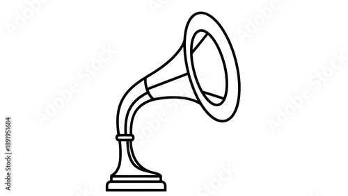 Vintage gramophone illustration on white background