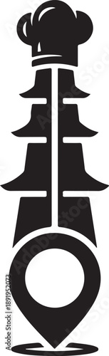 Chefhatandspatulamappiniconisolatedontransparentbackgroundforrestaurantlocationservices