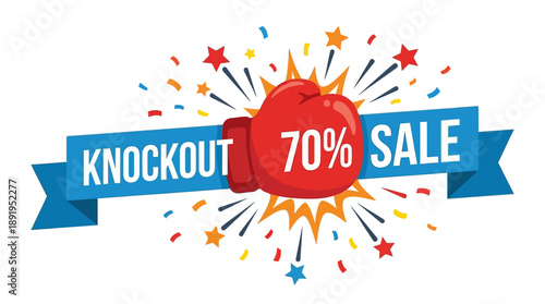 Exciting Knockout 70% Sale Announcement, Graphic Design, Online Shop, Vibrant Colors