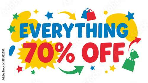 Everything 70% Off, Online Shopping, Graphic Design, Colorful Environment
