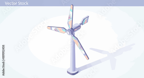 Modern wind turbine generating clean power in a bright studio setting with soft shadows.