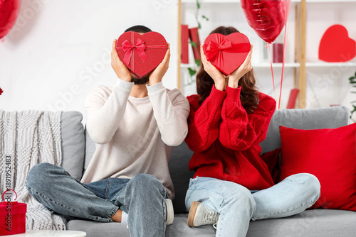 Young lovely couple with he...