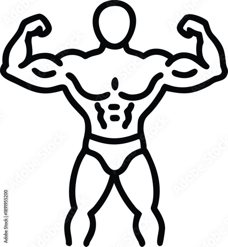 Muscular man flexing biceps and triceps