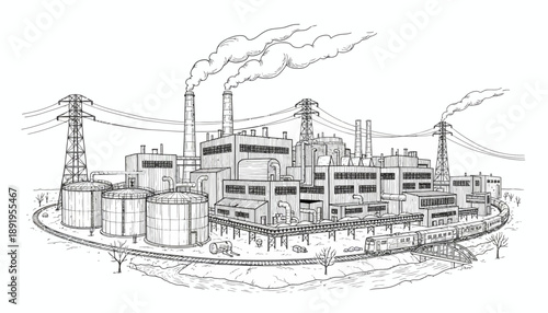Factory Operation in Urban Environment, Illustration