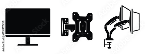 Computer monitor tv display screen with bracket and modern wall mount arm holder technology stand