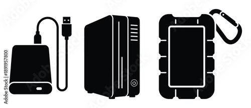 External hard drive storage media for data files backup isolated vector icon