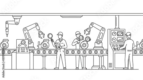 Robotic Arms in Action at Industrial Facility Illustration