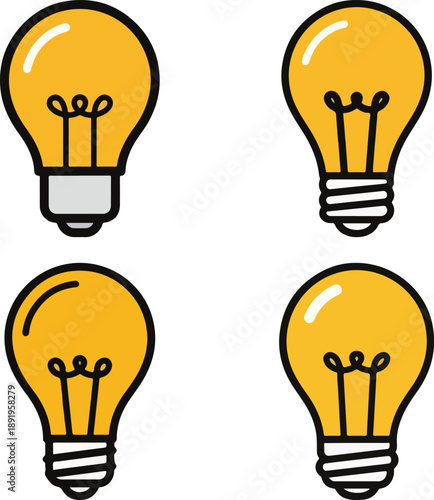 Light Bulb Icon Representing Creativity and Innovation, Idea Concept, Creative Solution Symbol, Flat Cartoon Illustration Style