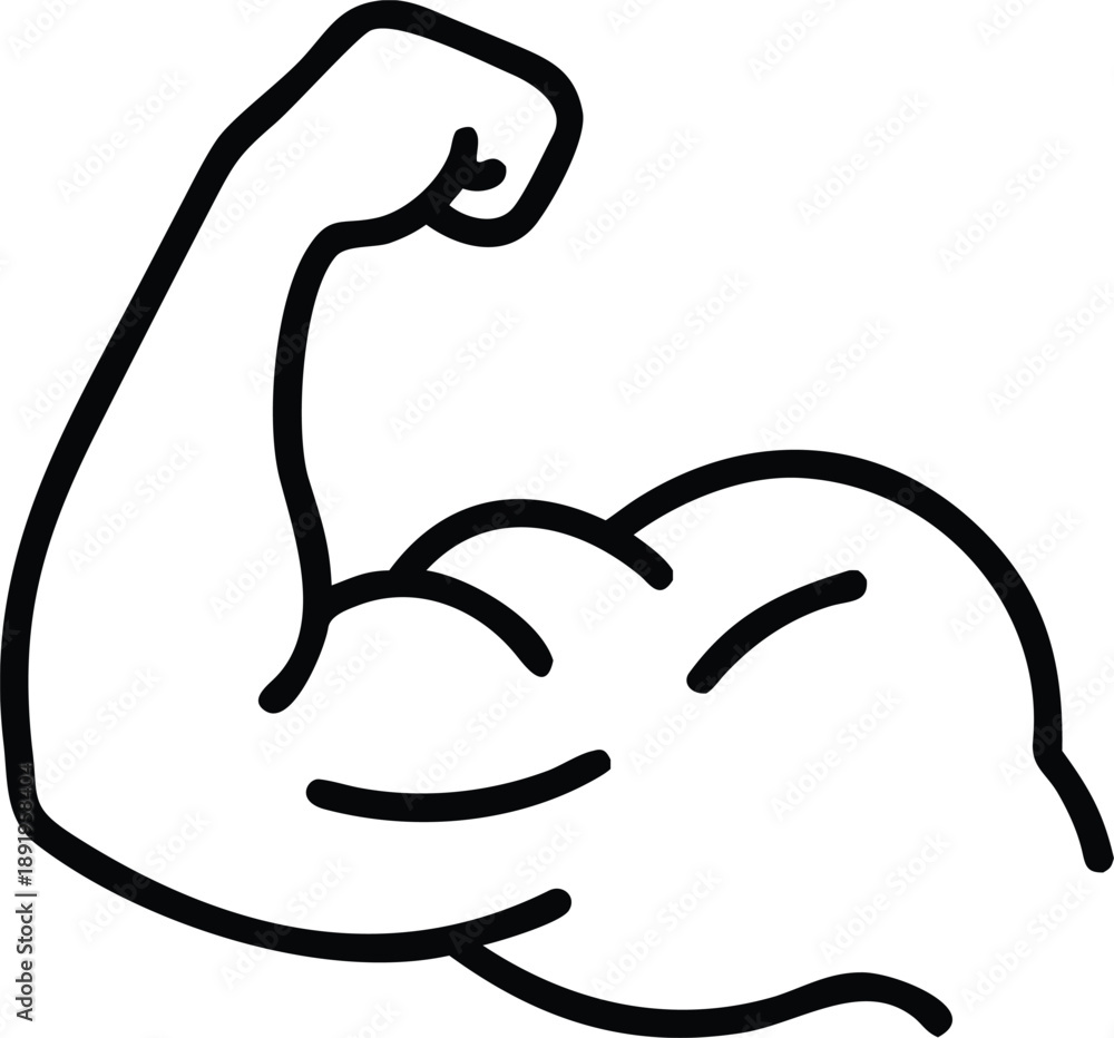 Obraz premium Flexed bicep with smiling face emoticon