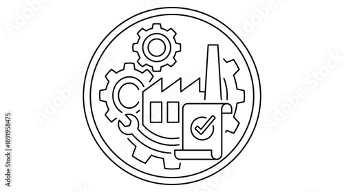 Manufacturing Process, Factory, Industrial Hub, Infographic, Modern Setting