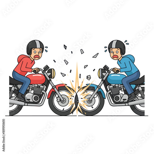 Motorcycle Crash with Two Riders Colliding.