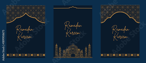 Ramadan Kareem greeting card, banner and social media template design.