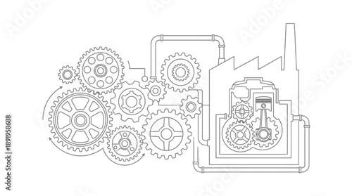 Mechanical Gears In Motion | Graphic Design Illustration