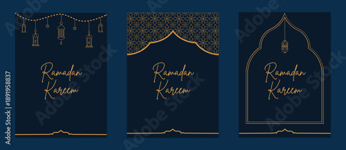 Ramadan Kareem greeting card, banner and social media template design.