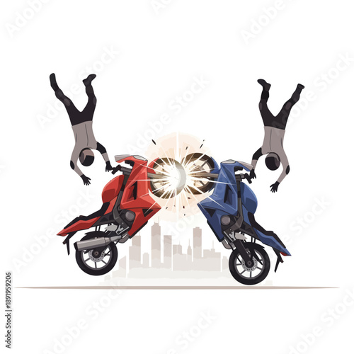 Motorcycles Colliding with Riders in Mid Air.