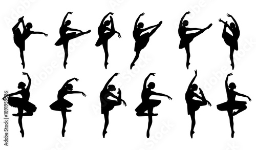 Modern ballet dancer silhouette illustration collection vector