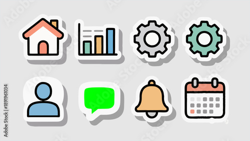 Clean flat UI icons for dashboard interface.