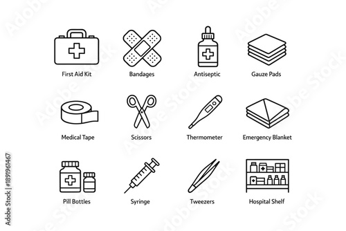 Essential medical tools and supplies for first aid and emergency care