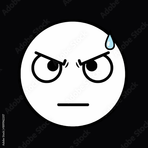 Angry Face with Sweat Droplet Icon.