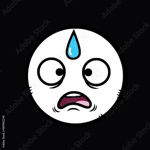 Cartoon face showing anxiety and stress with sweat drop.