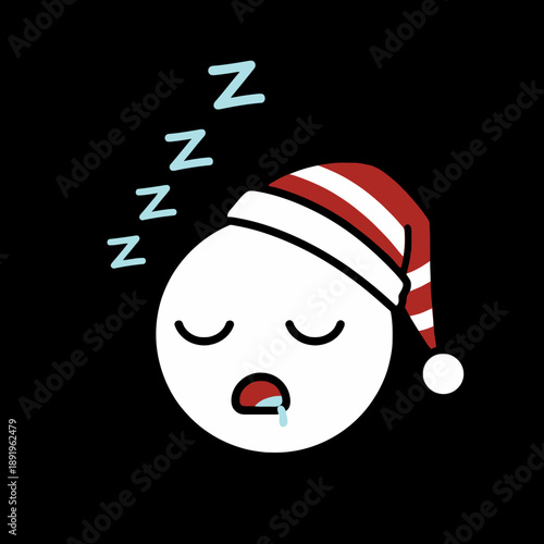 Cute Sleeping Face Icon with Nightcap and Zzzs.