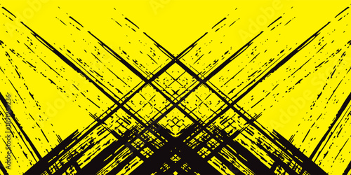 yellow and black background with dotted halftone pattern elements. Abstract brushed grunge background. Retro comic book concept for your graphic design, banner, or poster, Vector Illustration, Modern.