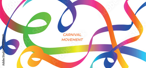 carnival banner vector colorful ribbons or streamers with a rainbow gradient, suggesting movement and celebration, suitable for carnival or festive themes.