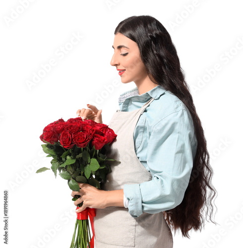 Female florist with bouquet...